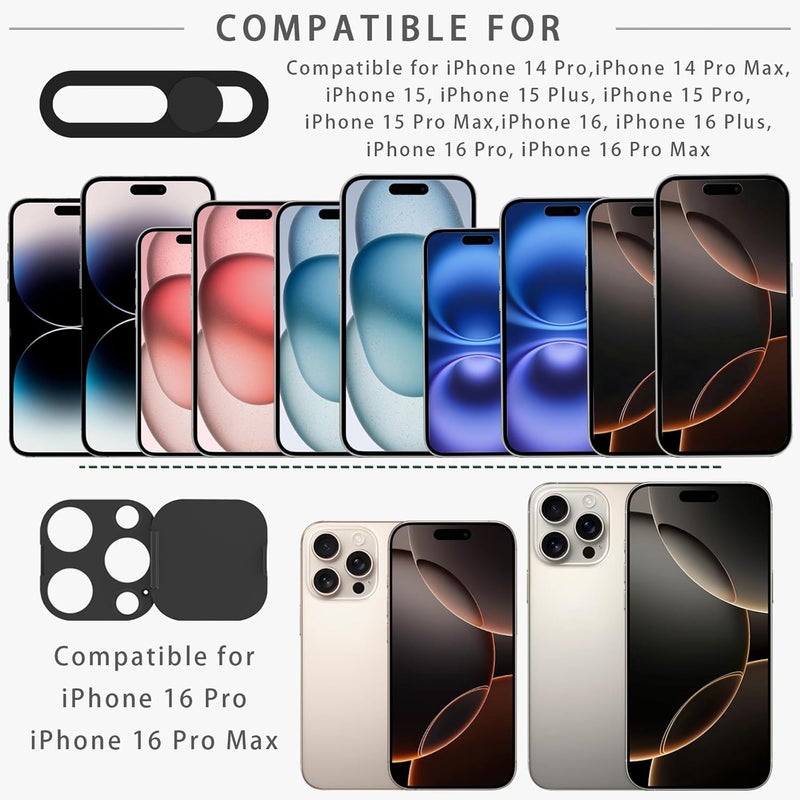 EYSOFT Privacy Cover Compatible for iPhone 16 Pro/iPhone 16 Pro Max with Front Camera Cover,Protect Privacy and Security But Not Affect Facial Recognition（2Pack） - Image 2